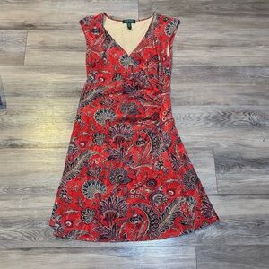 Lauren Ralph Lauren paisley faux wrap dress size medium petite